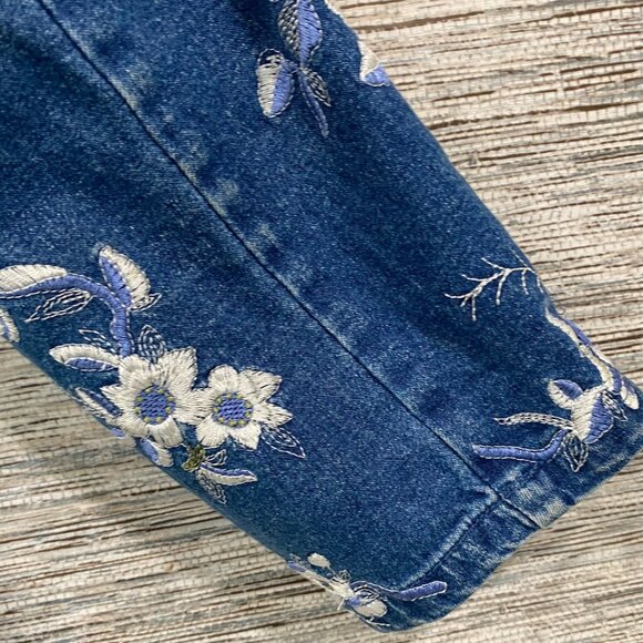 Denim & Co. Embroidered Floral Zip-Up Blue Jean Long sleeve Jacket X-Large - Picture 10 of 10